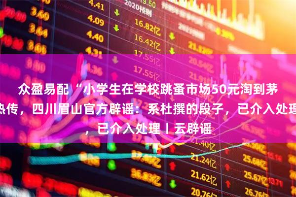 众盈易配 “小学生在学校跳蚤市场50元淘到茅台”视频热传，四川眉山官方辟谣：系杜撰的段子，已介入处理丨云辟谣