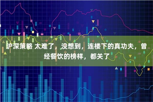 沪深策略 太难了，没想到，连楼下的真功夫，曾经餐饮的榜样，都关了